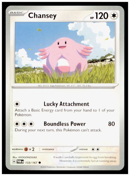 Pokemon Twilight Masquerade Chansey Card Common #133/167