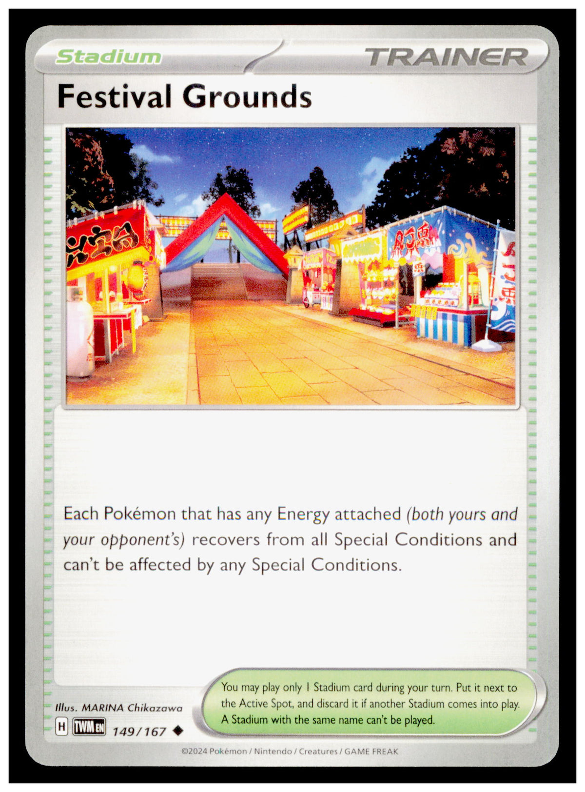 Festival Grounds 149/167 Pokemon Twilight Masquerade TWM Stadium Trainer Card