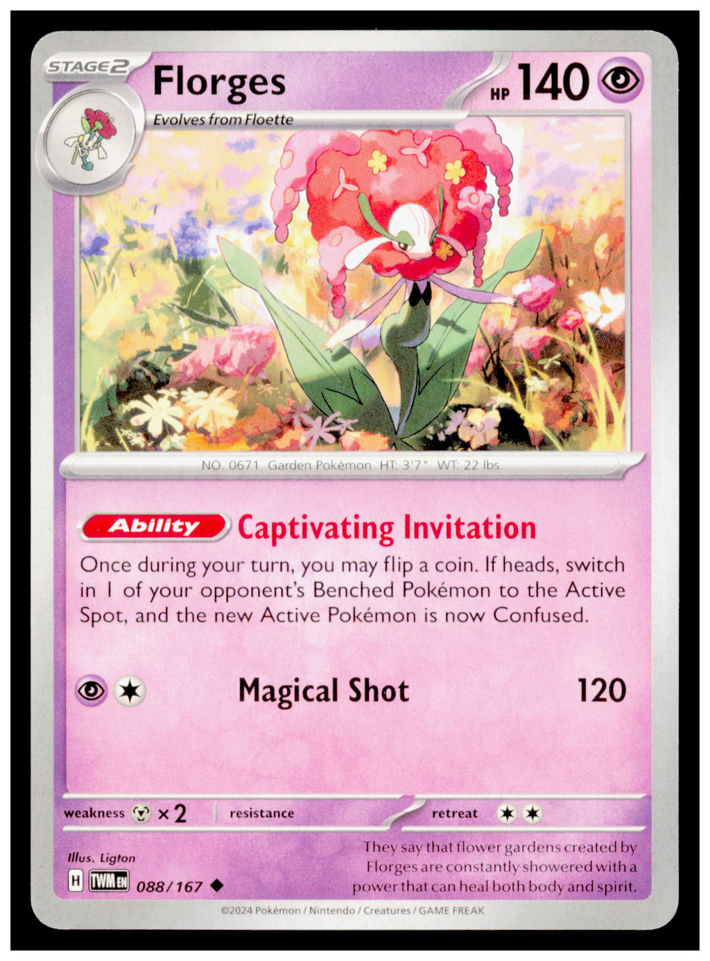 Florges 088/167 Pokemon Twilight Masquerade TWM Psychic Stage 2 Card