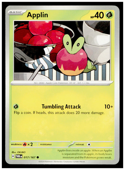 Applin 017/167 Pokemon Twilight Masquerade TWM Grass Basic Card