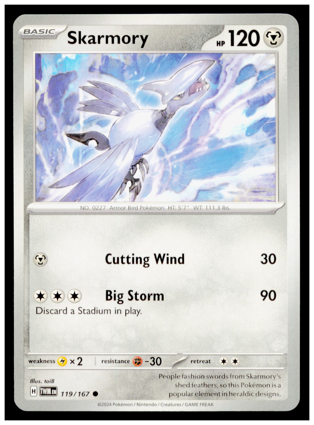 Skarmory 119/167 Pokemon Twilight Masquerade TWM Common Metal Basic Card