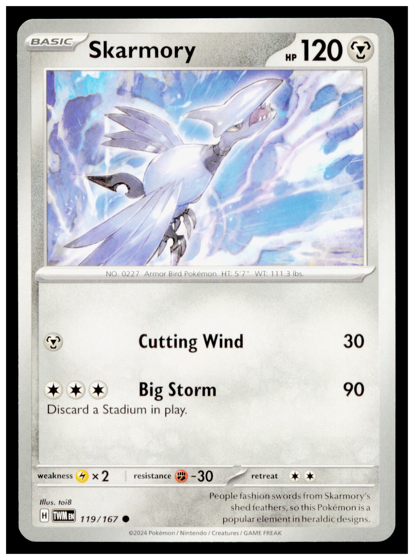 Skarmory 119/167 Pokemon Twilight Masquerade TWM Common Metal Basic Card