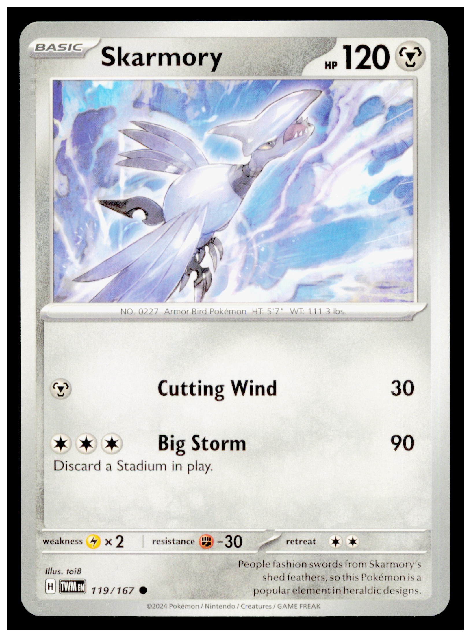 Skarmory 119/167 Pokemon Twilight Masquerade TWM Common Metal Basic Card
