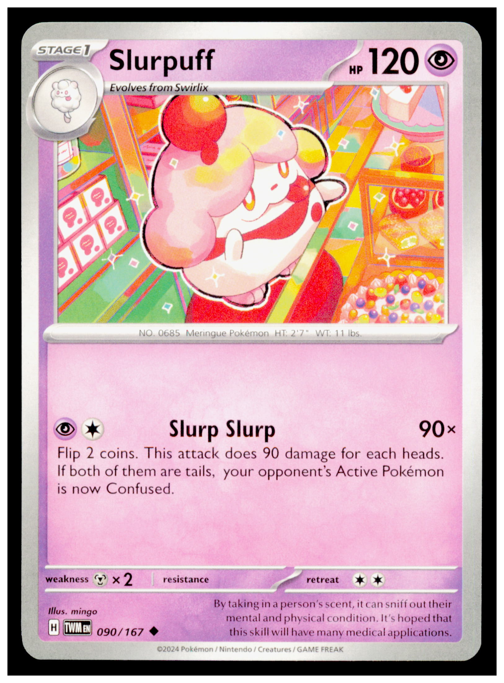 Slurpuff 090/167 Pokemon Twilight Masquerade TWM Uncommon Stage 1 Card