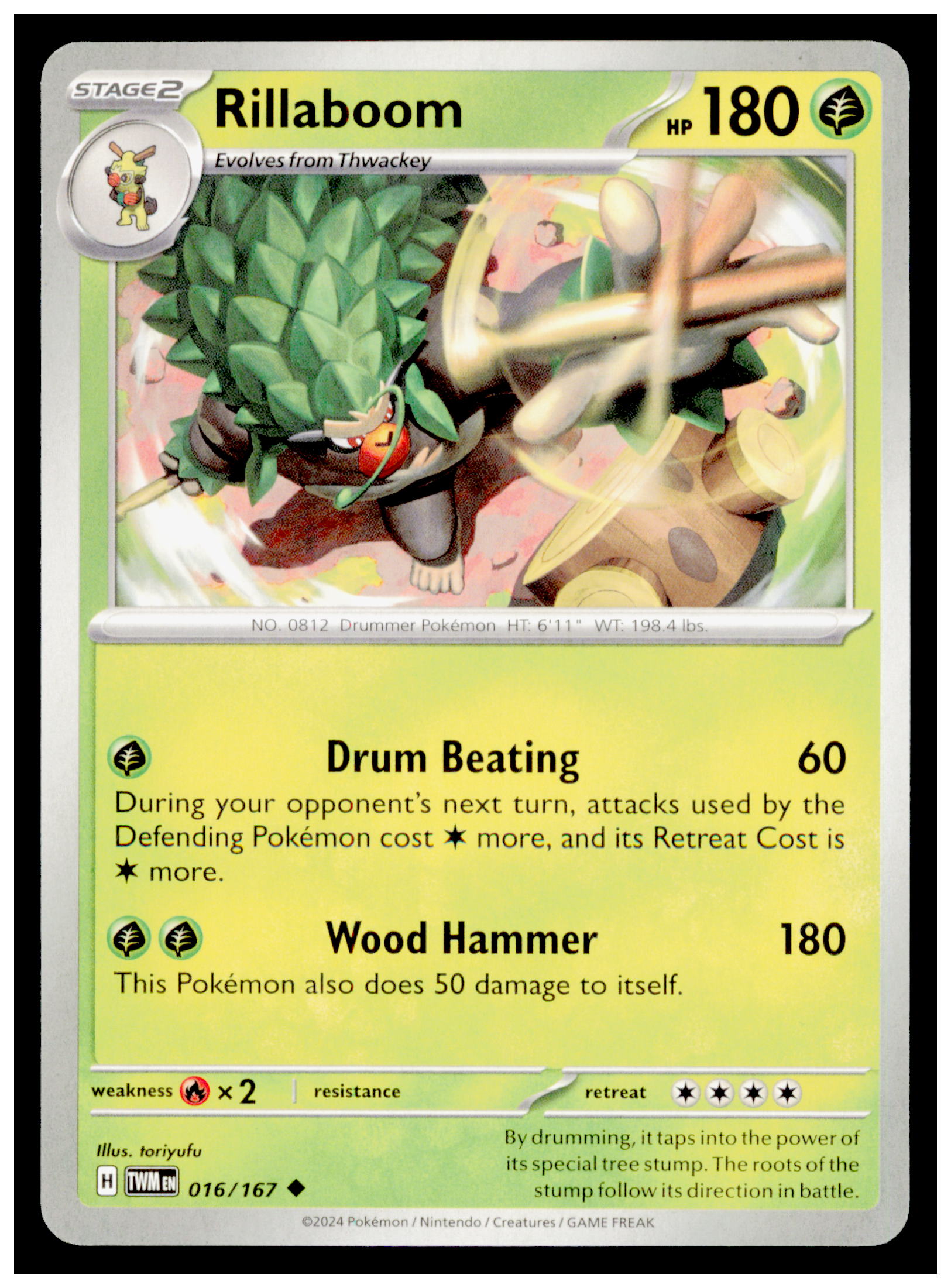 Rillaboom 016/167 Twilight Masquerade TWM Reverse Holo Stage 2 Pokemon Card