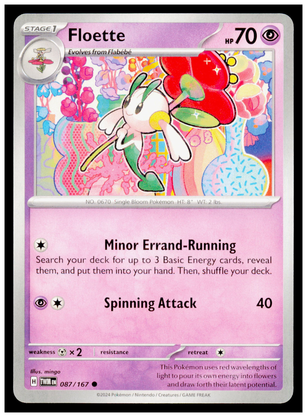 Floette 087/167 Pokemon Twilight Masquerade TWM Common Stage 1 Card
