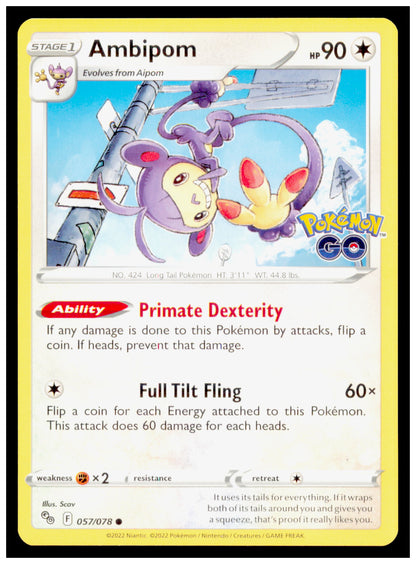 Pokemon GO Ambipom Card Common #057/078
