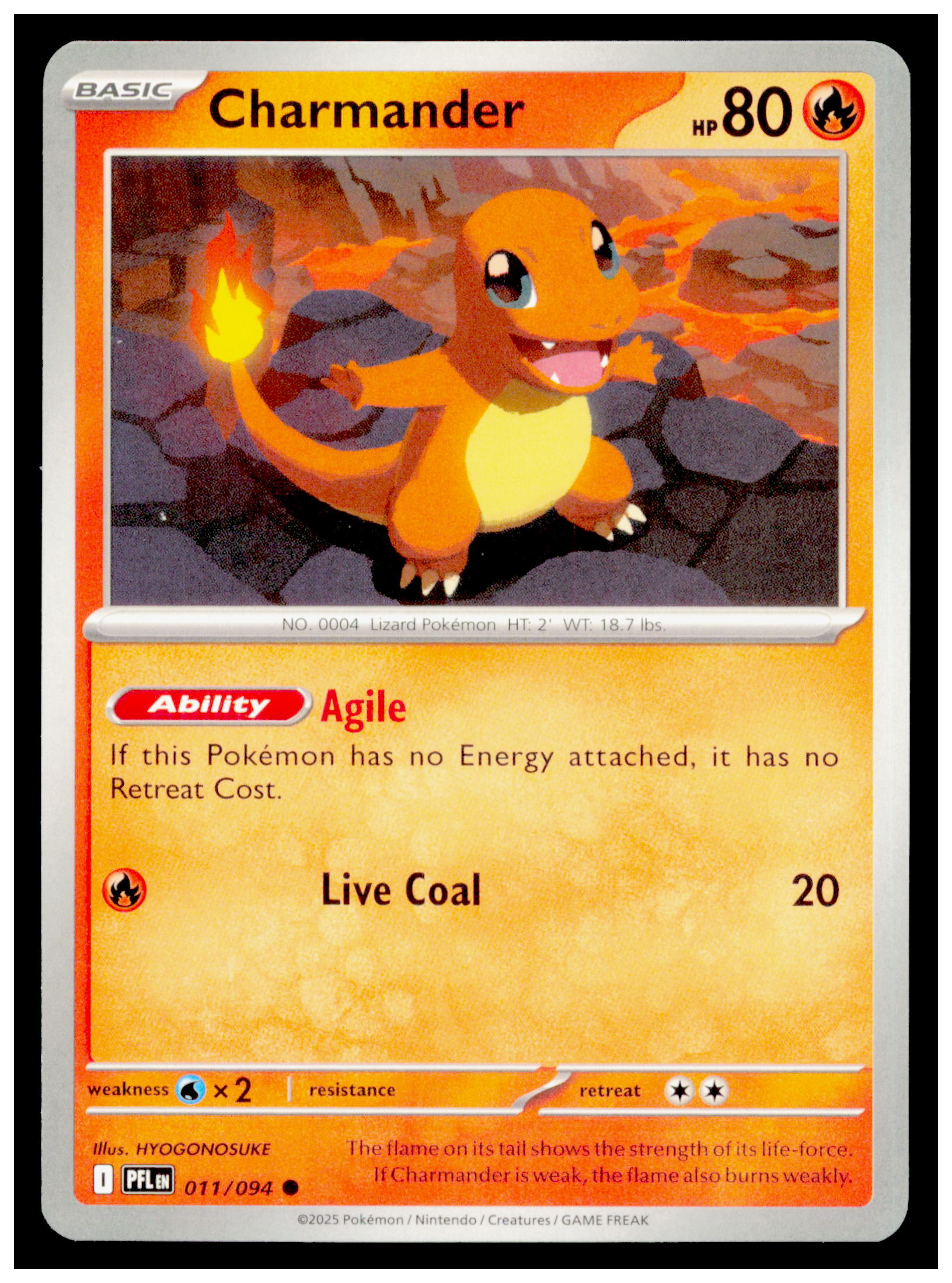 Charmander 011/094 Phantasmal Flames PFL SV11 EN Pokemon Common Basic Card