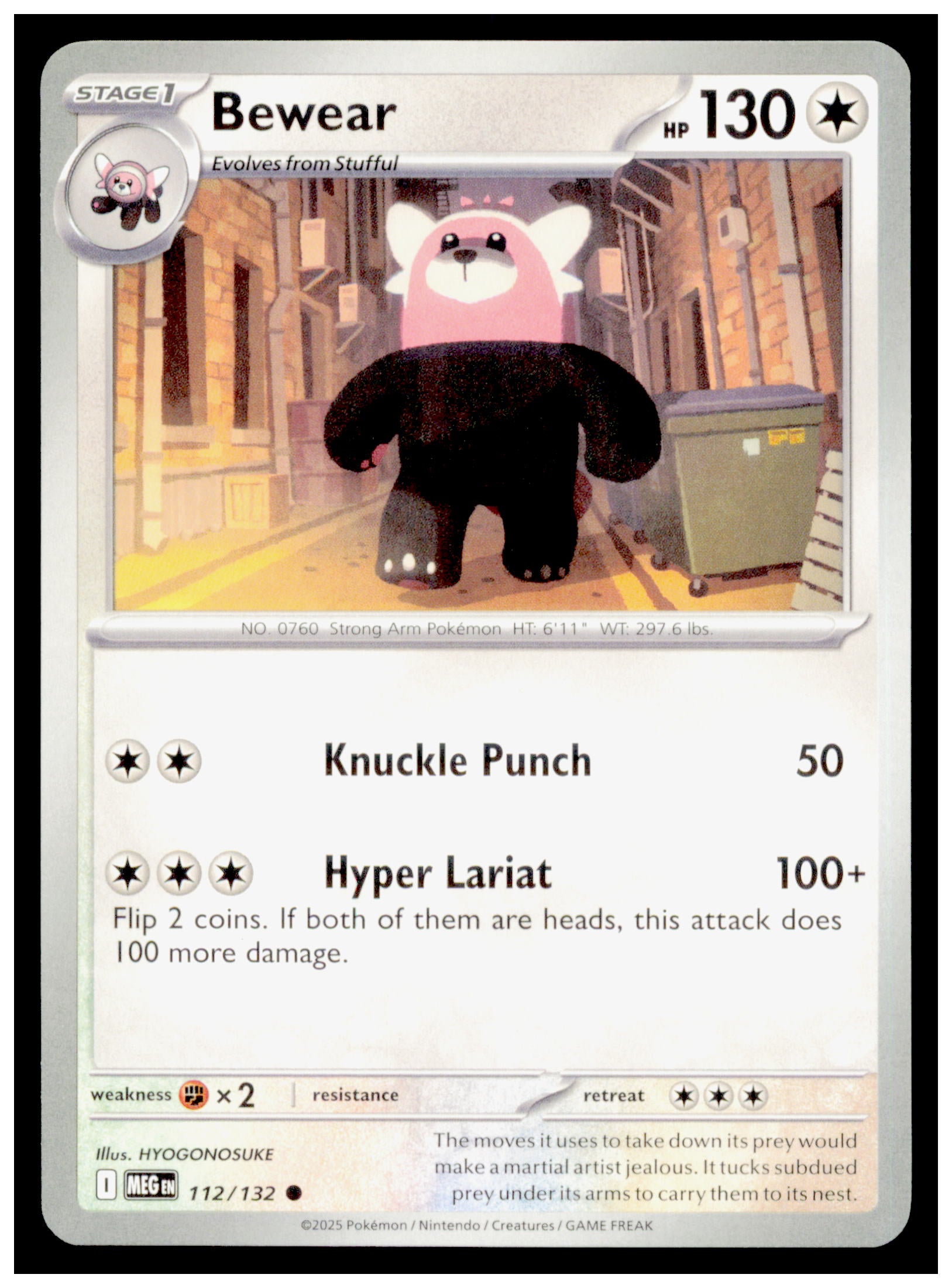 Pokemon Mega Evolution Bewear Card Common #112/132