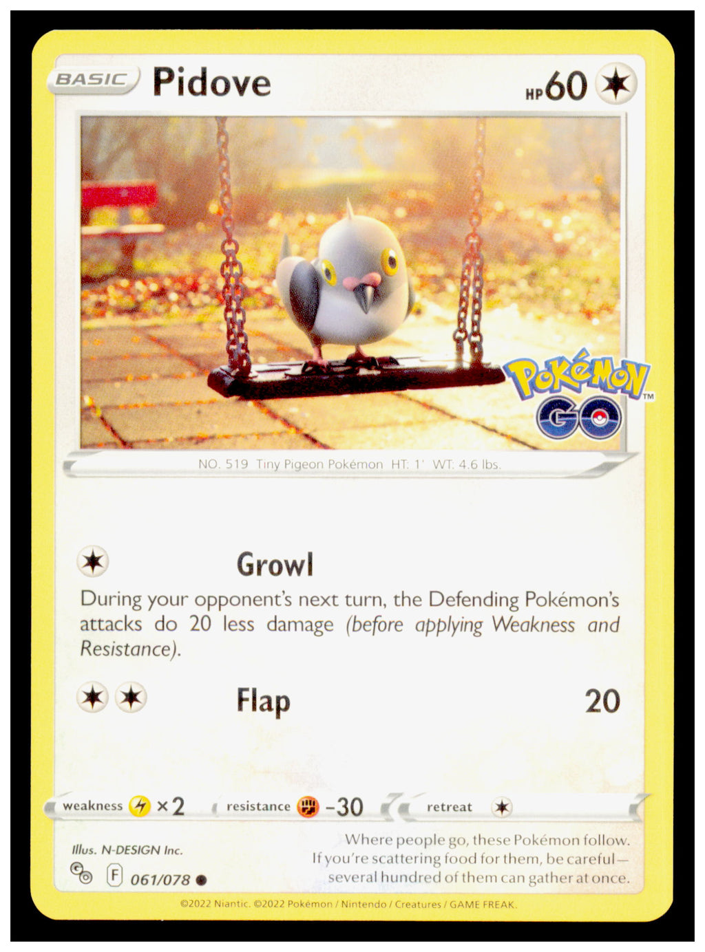 Pokemon GO Pidove Card Common #061/078