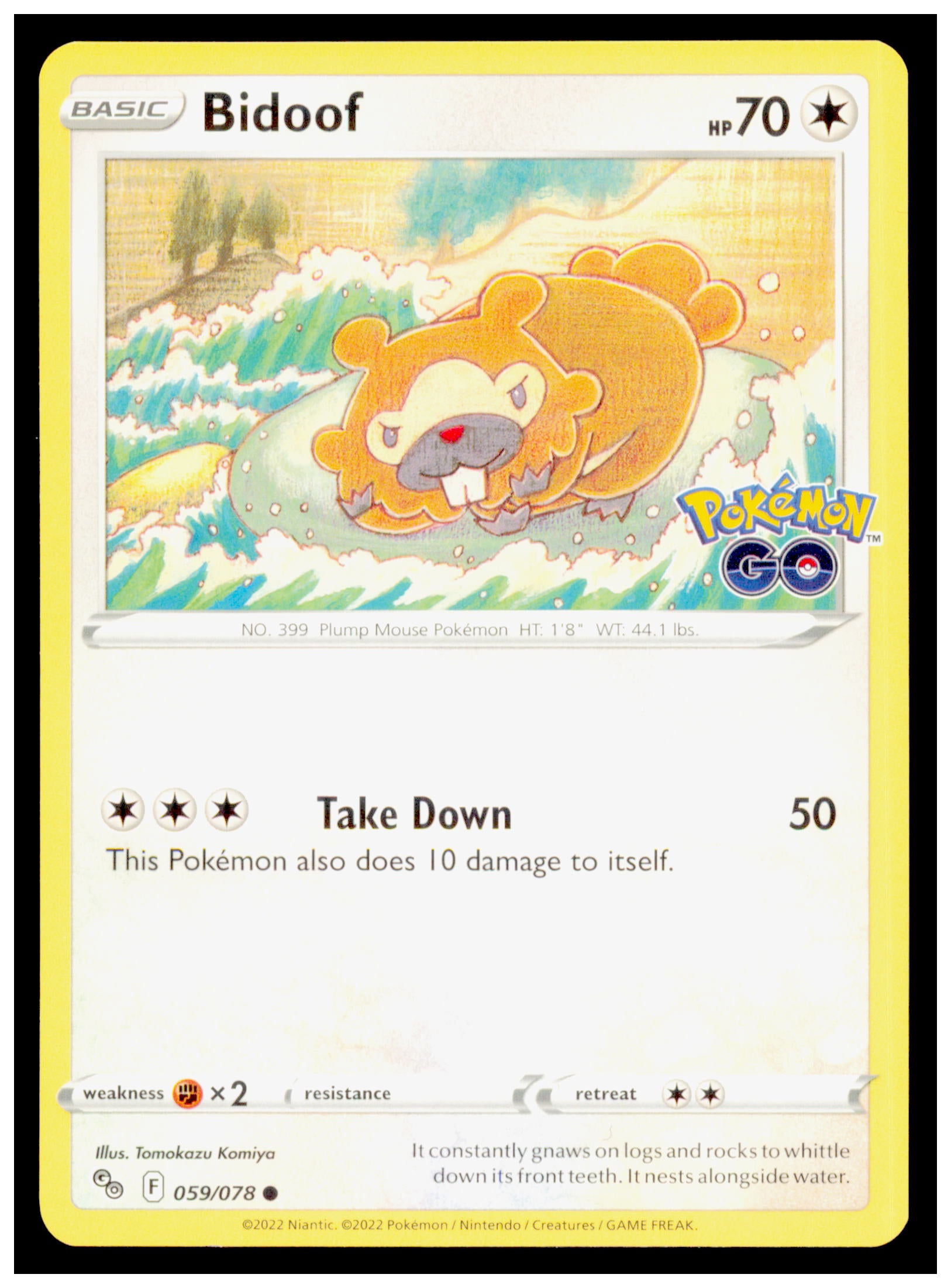 Pokemon GO Bidoof Card Common #059/078