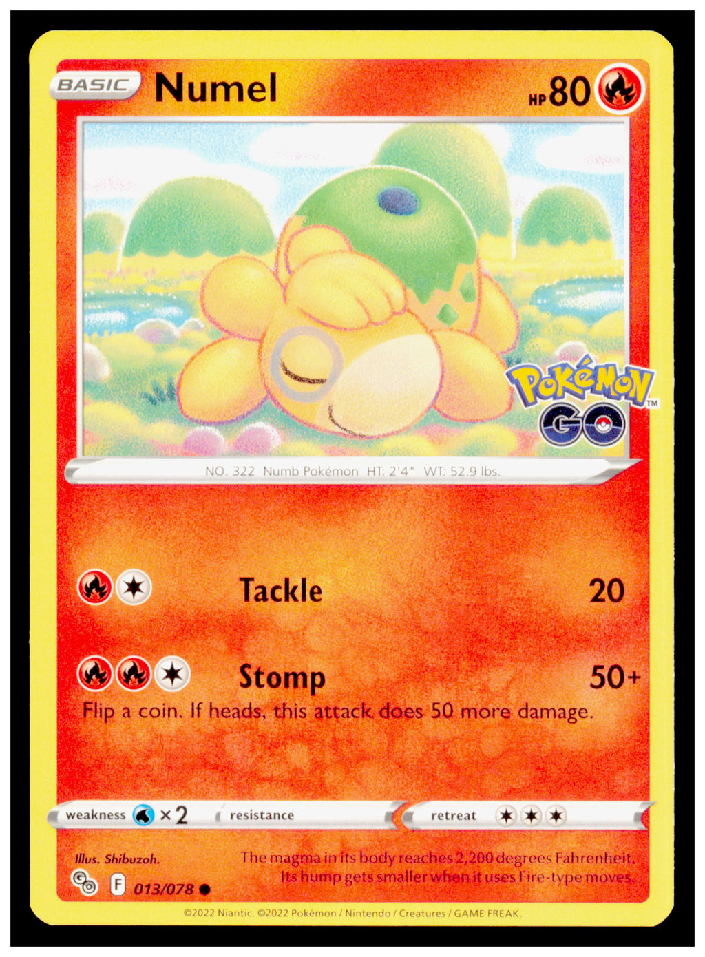Pokemon GO Numel Card Common #013/078
