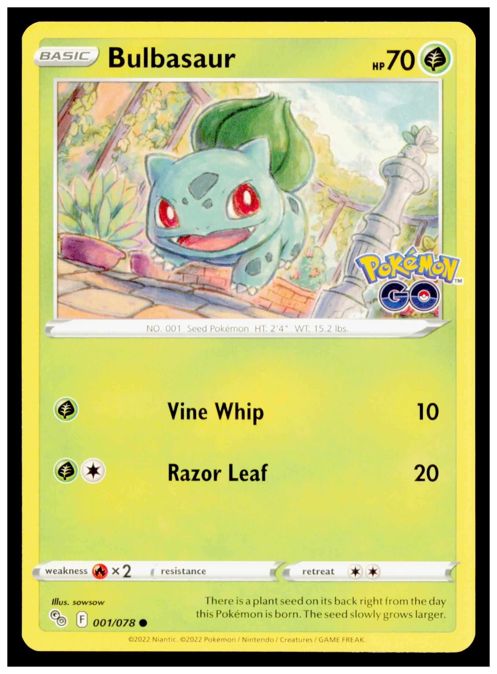 Pokemon GO Bulbasaur Card Common #001/078
