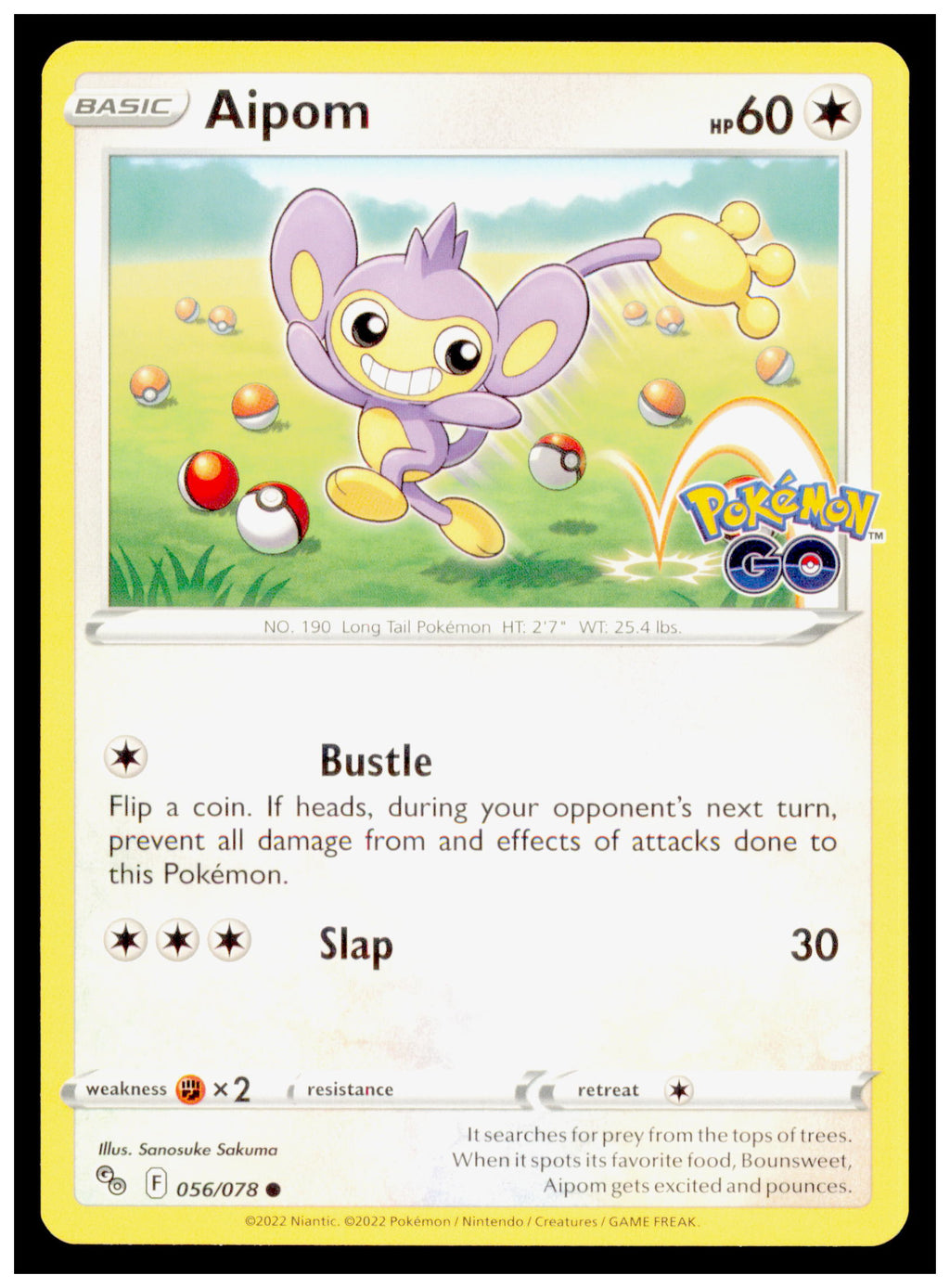 Pokemon GO Aipom Card Common #056/078