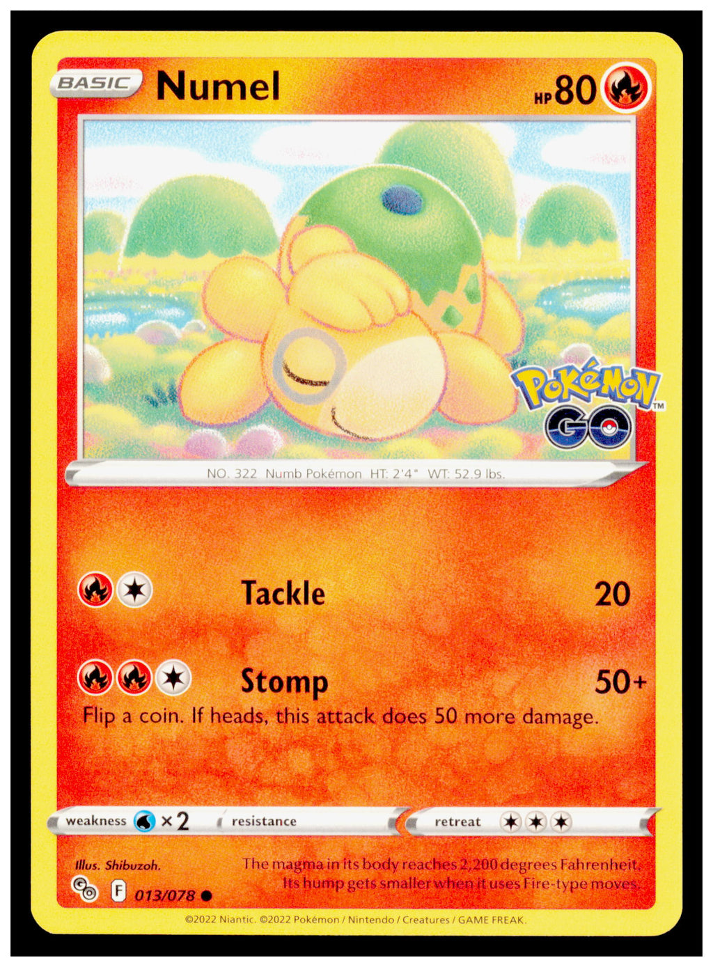 Pokemon GO Numel Card Common #013/078