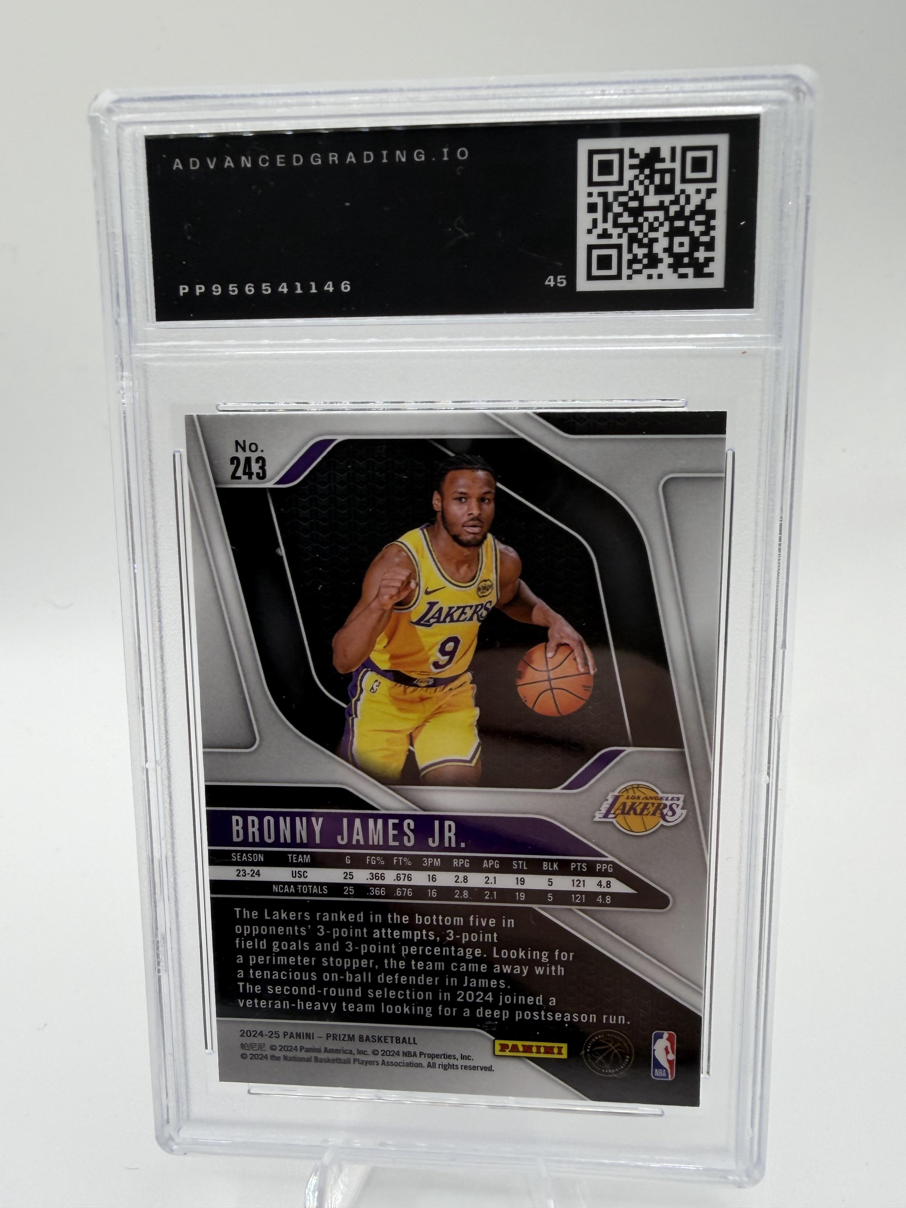 2024-25 Panini Prizm Bronny James Jr. #243 RC Rookie Lakers AG 8