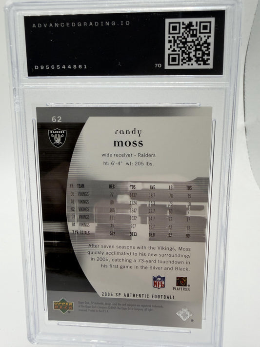 2005 SP Authentic Randy Moss #62 Raiders AG 10 GEM MINT HOF