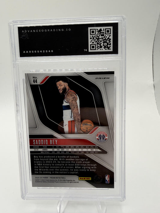 2024-25 Panini Prizm Saddiq Bey Red Sparkle Prizms #44 Wizards AG 10 GEM MINT