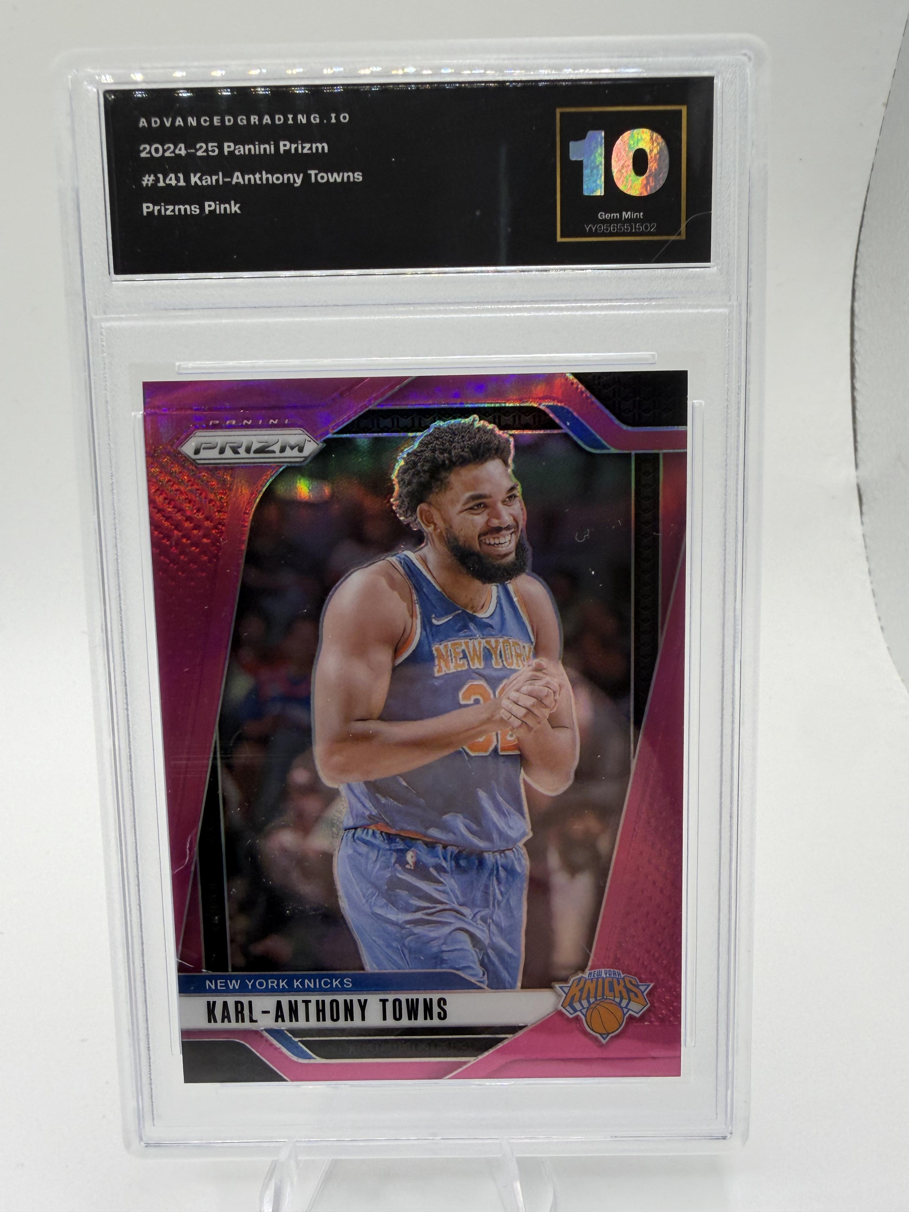 2024-25 Panini Prizm Karl-Anthony Towns Pink Prizm 039/249 Knicks AG 10 GEM
