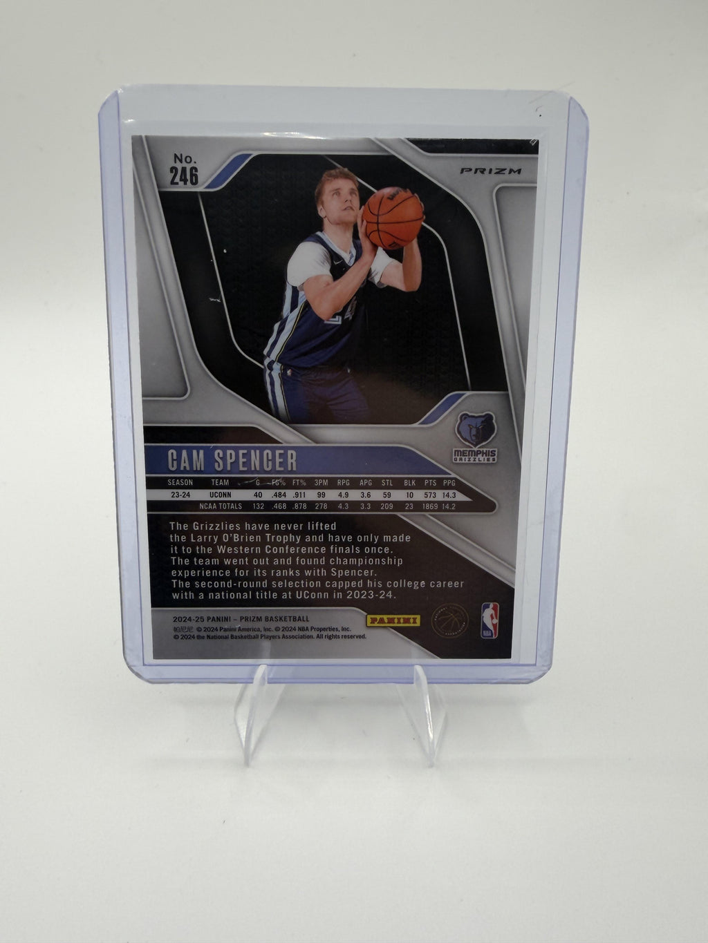 2024-25 Panini Prizm Cam Spencer Card Prizms Green Wave Memphis Grizzlies #246