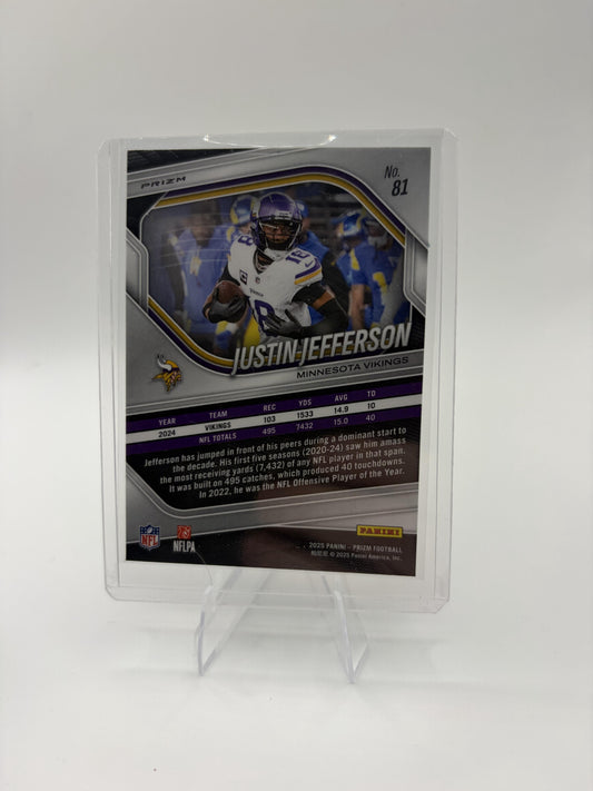 2025 Panini Prizm Justin Jefferson Card White Disco Minnesota Vikings #81