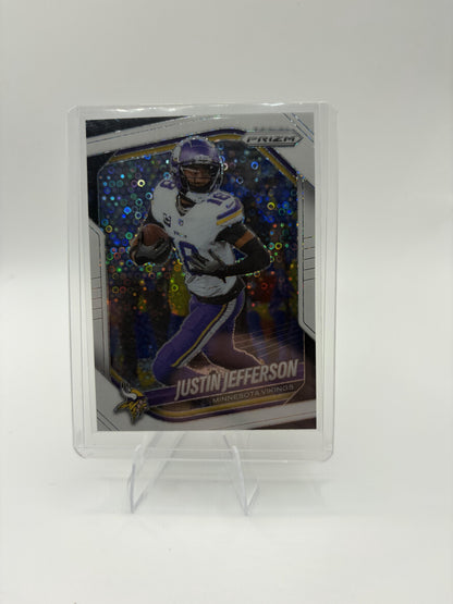 2025 Panini Prizm Justin Jefferson Card White Disco Minnesota Vikings #81