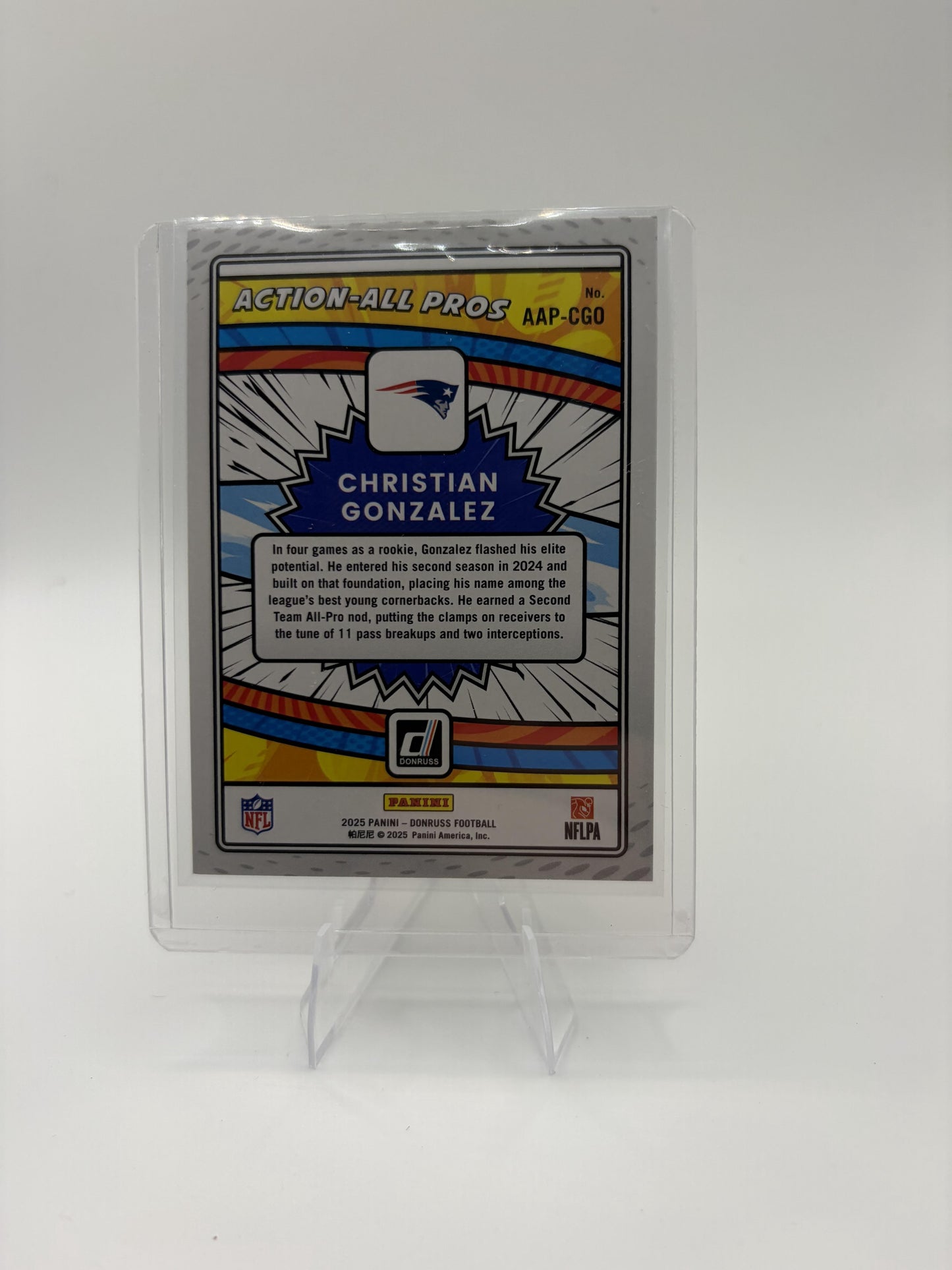 2025 Donruss Christian Gonzalez Card Action-All Pros New England Patriots