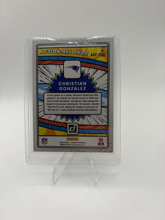 2025 Donruss Christian Gonzalez Card Action-All Pros New England Patriots