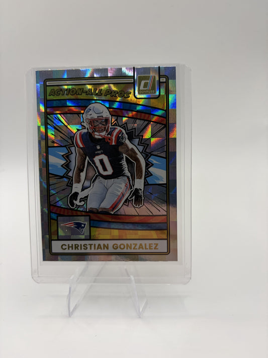 2025 Donruss Christian Gonzalez Card Action-All Pros New England Patriots