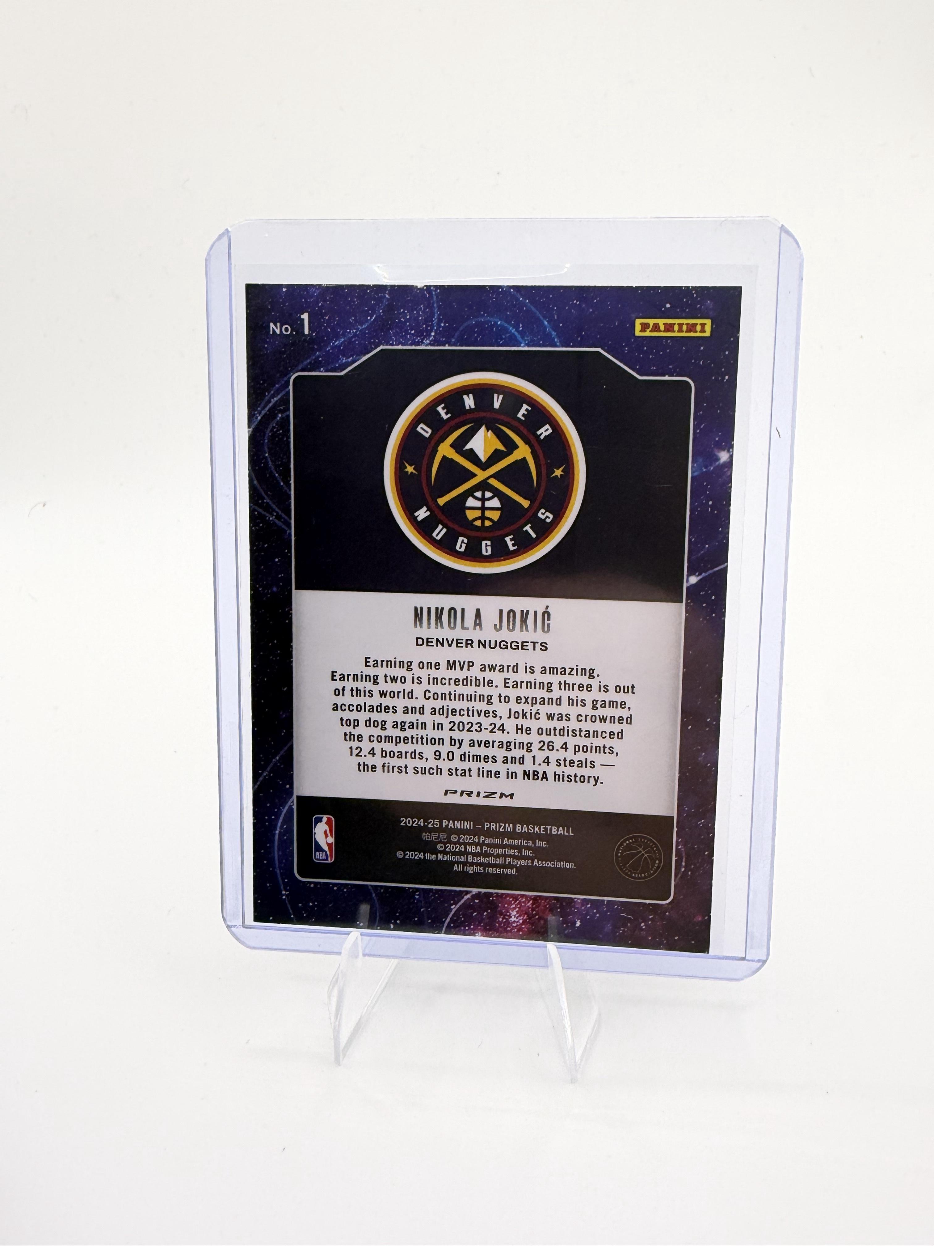 2024-25 Panini Prizm Nikola Jokic Card Deep Space Prizms Green Denver Nuggets #1