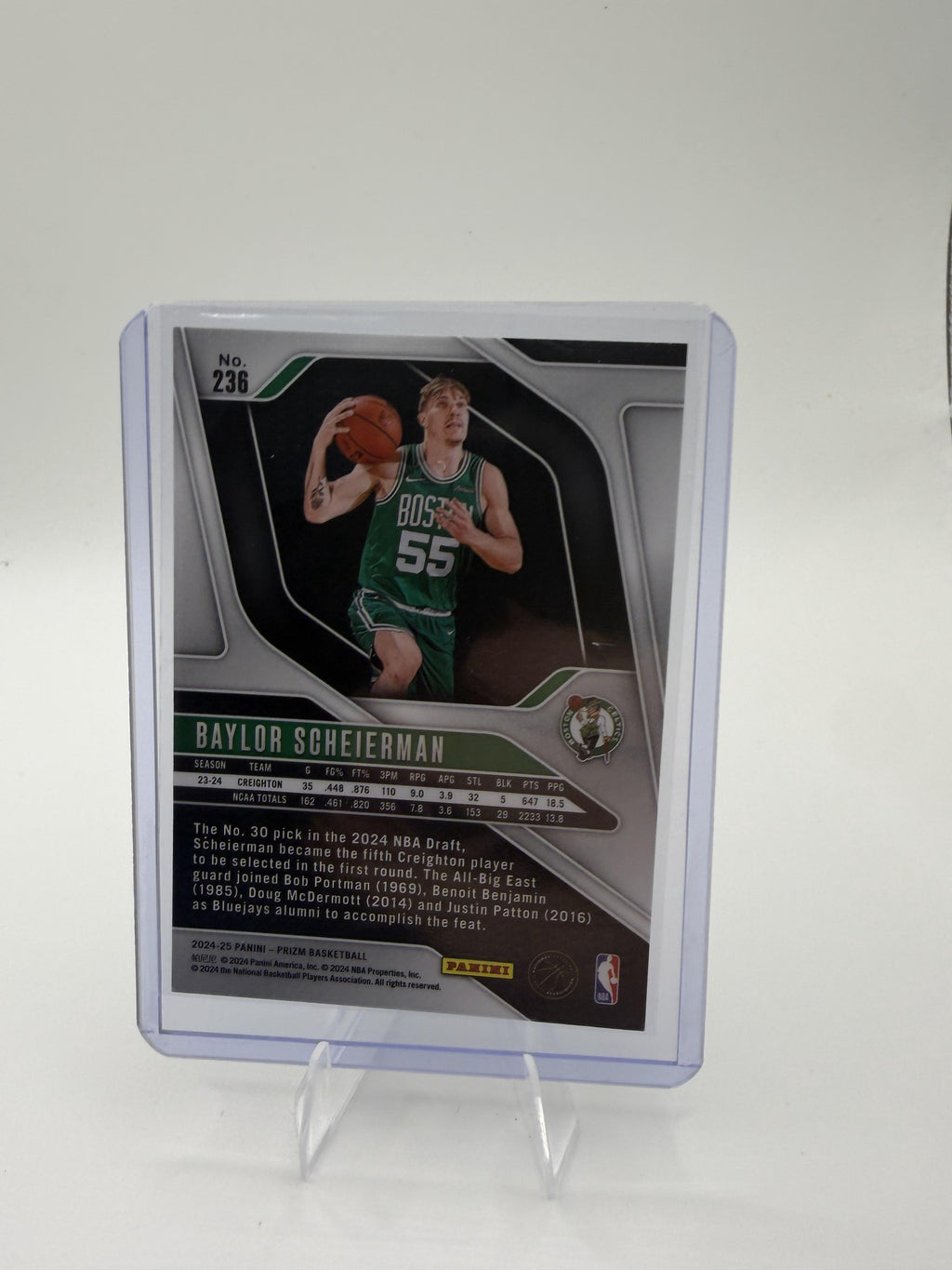 2024-25 Panini Prizm Baylor Scheierman Card RC Boston Celtics #236