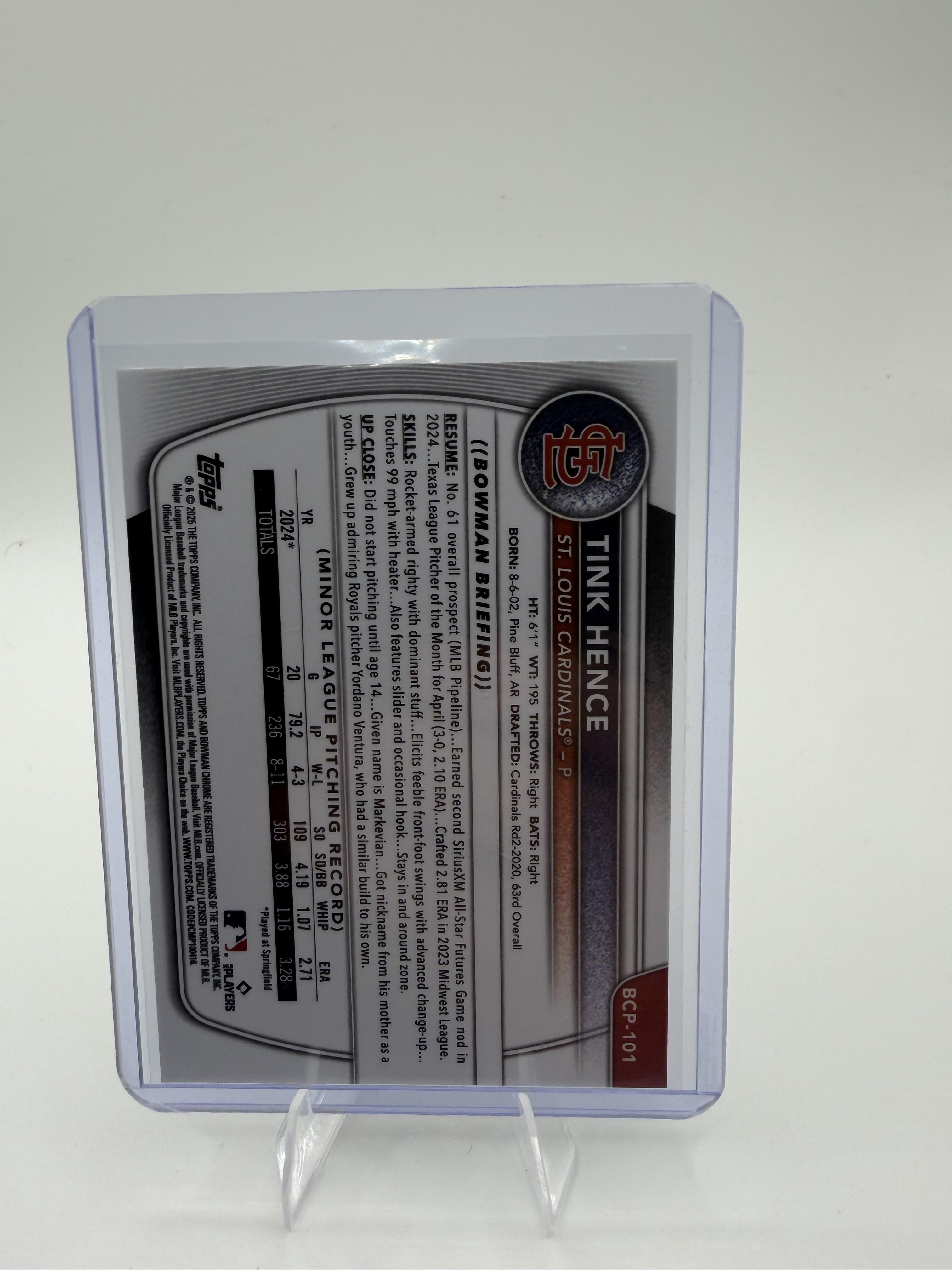 2025 Bowman Chrome Tink Hence Prospect #BCP-101 St. Louis Cardinals