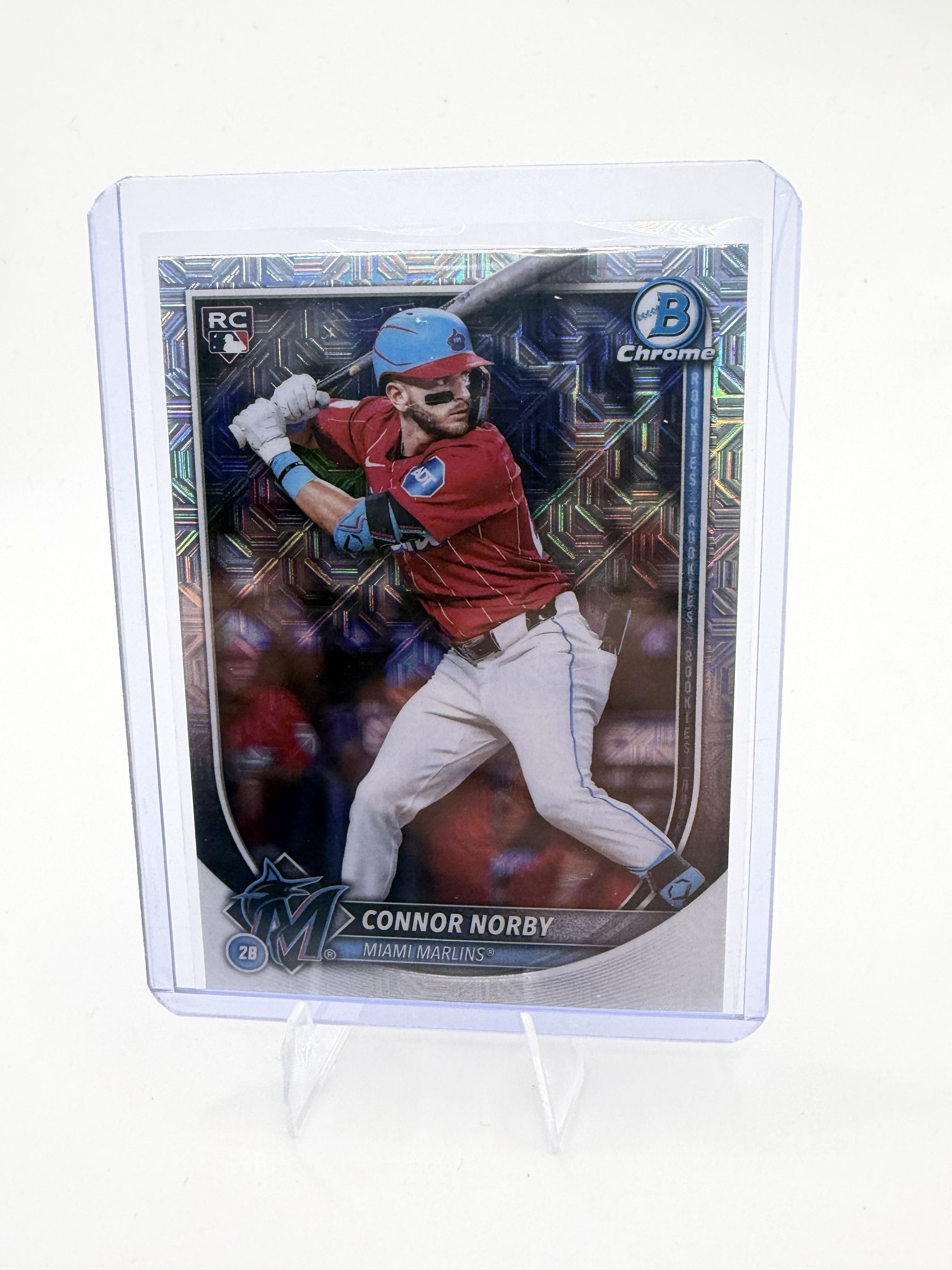 2025 Bowman Connor Norby Card Chrome Mojo Refractor Miami Marlins #46b