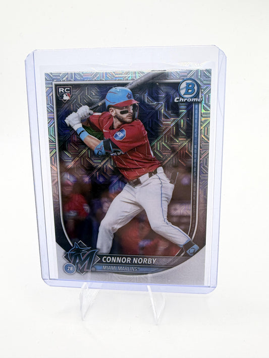 2025 Bowman Connor Norby Card Chrome Mojo Refractor Miami Marlins #46b