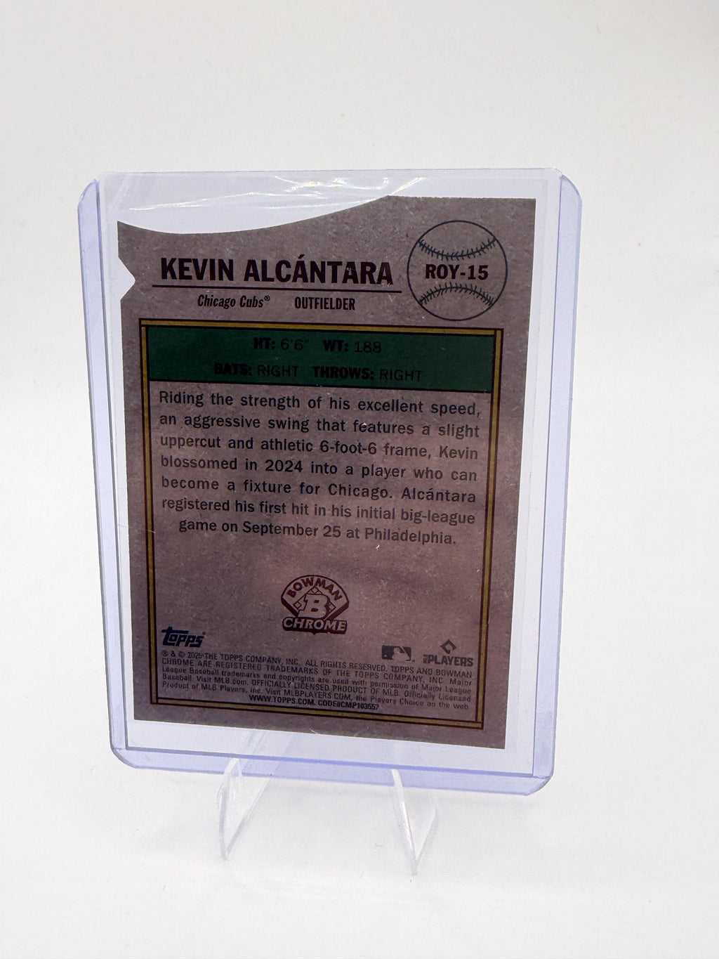 2025 Bowman Chrome Kevin Alcantara #ROY-15 RC Mojo Refractor Cubs ROY Favorites