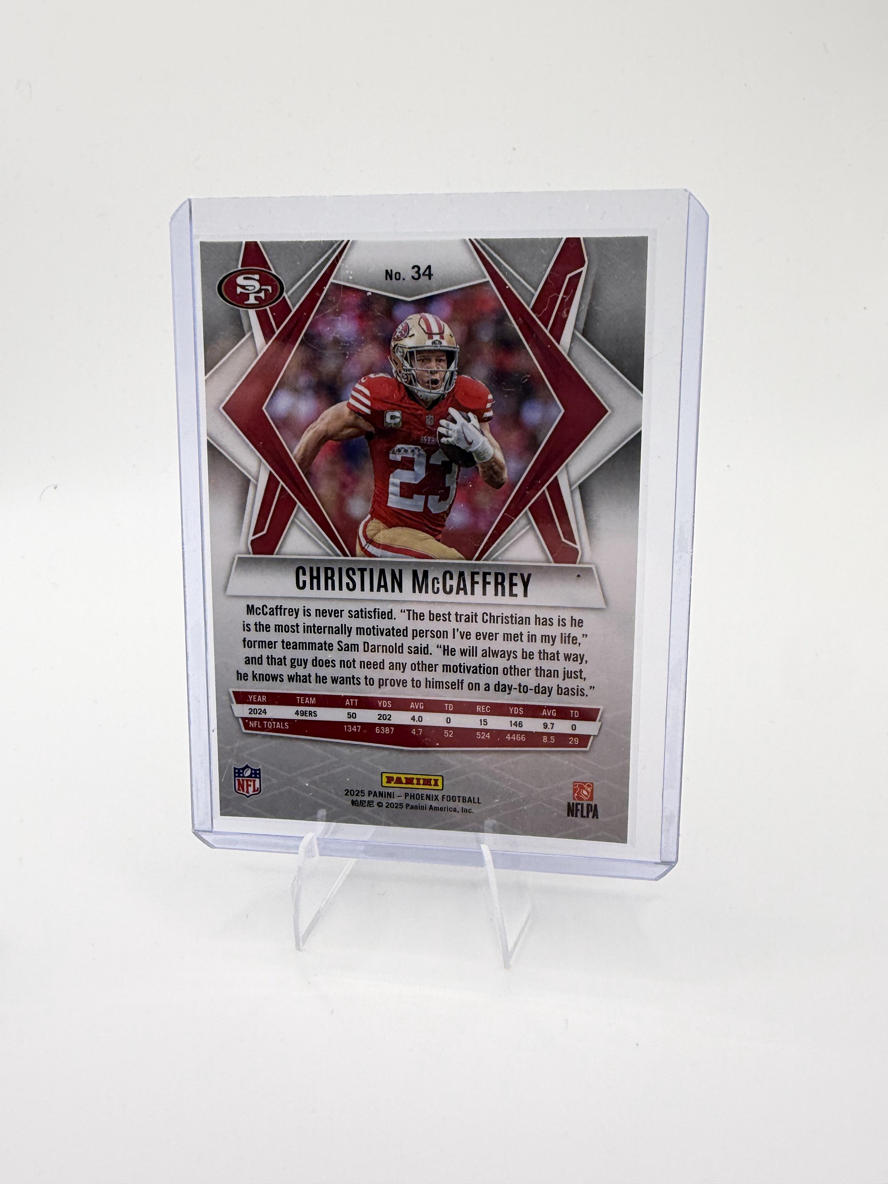 2025 Panini Phoenix Christian McCaffrey Card Phoenix Prizm 49ers #34
