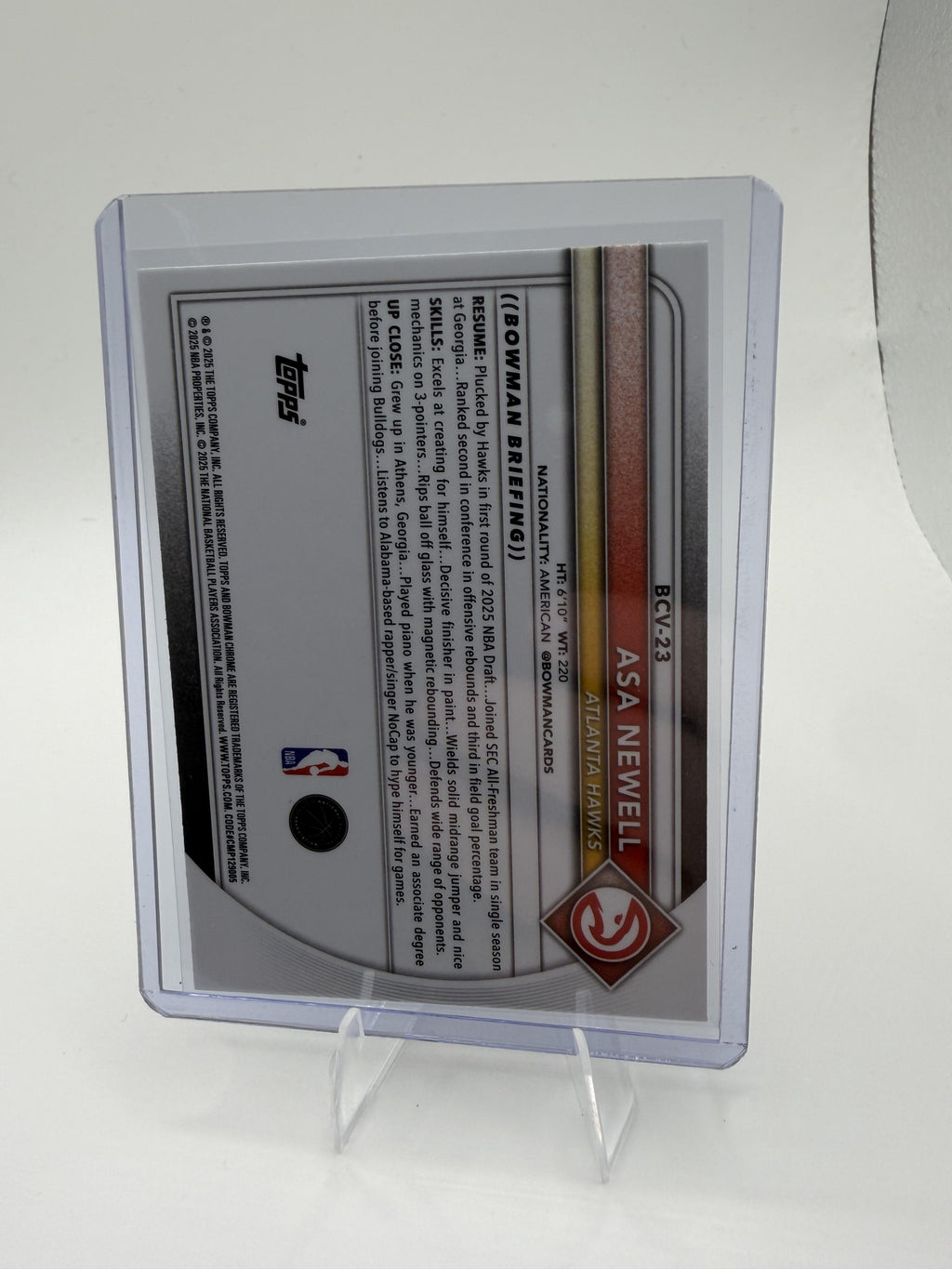 2025-26 Bowman Chrome Asa Newell #BCV-23 RC Rookie Atlanta Hawks