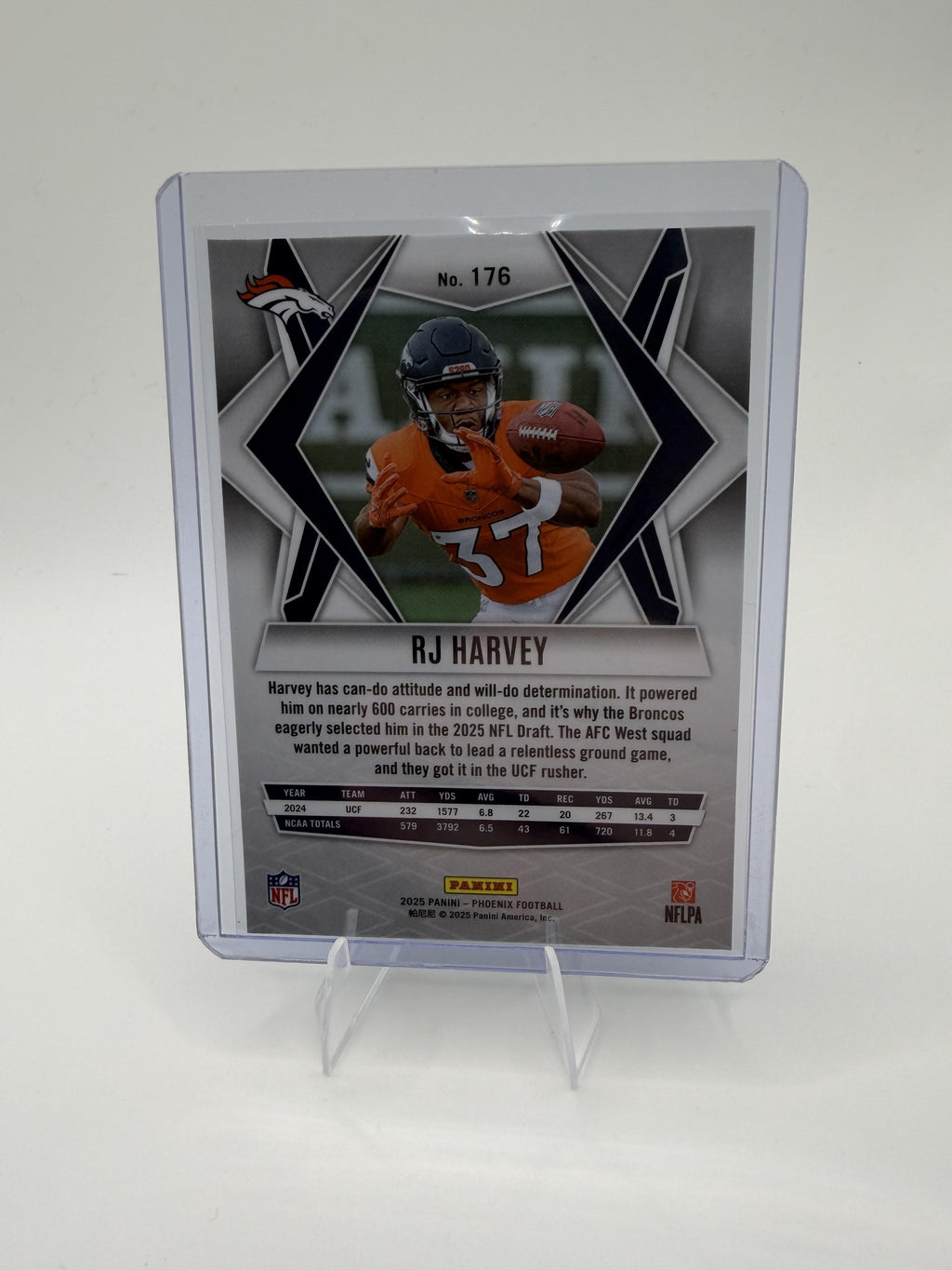 2025 Panini Phoenix RJ Harvey Card RC Denver Broncos #176