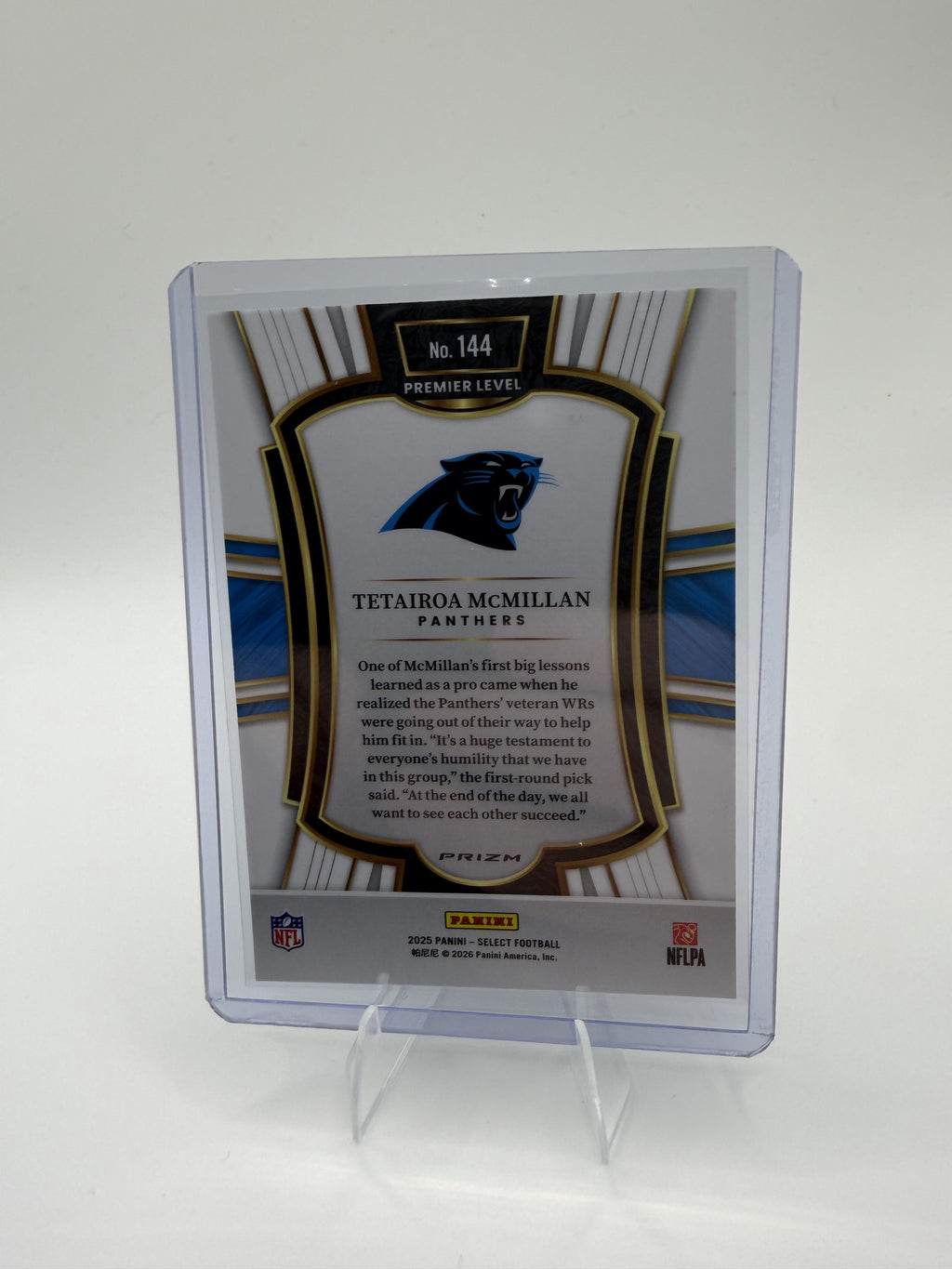 2025 Panini Select Tetairoa McMillan Card Silver Prizm Shock RC Carolina