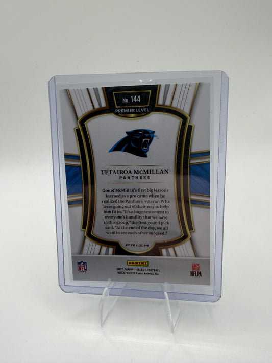 2025 Panini Select Tetairoa McMillan Card Silver Prizm Shock RC Carolina
