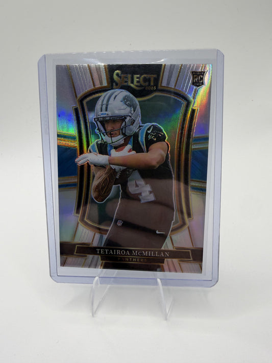 2025 Panini Select Tetairoa McMillan Card Silver Prizm Shock RC Carolina