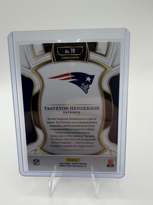 2025 Panini Select TreVeyon Henderson Card RC New England Patriots #78