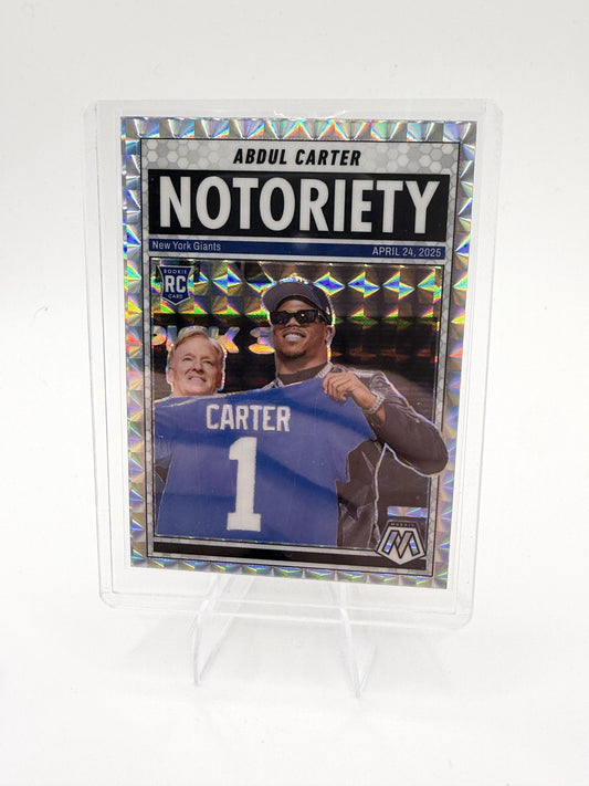 2025 Panini Mosaic Abdul Carter #14 Notoriety Silver Mosaic Prizm RC Giants SP