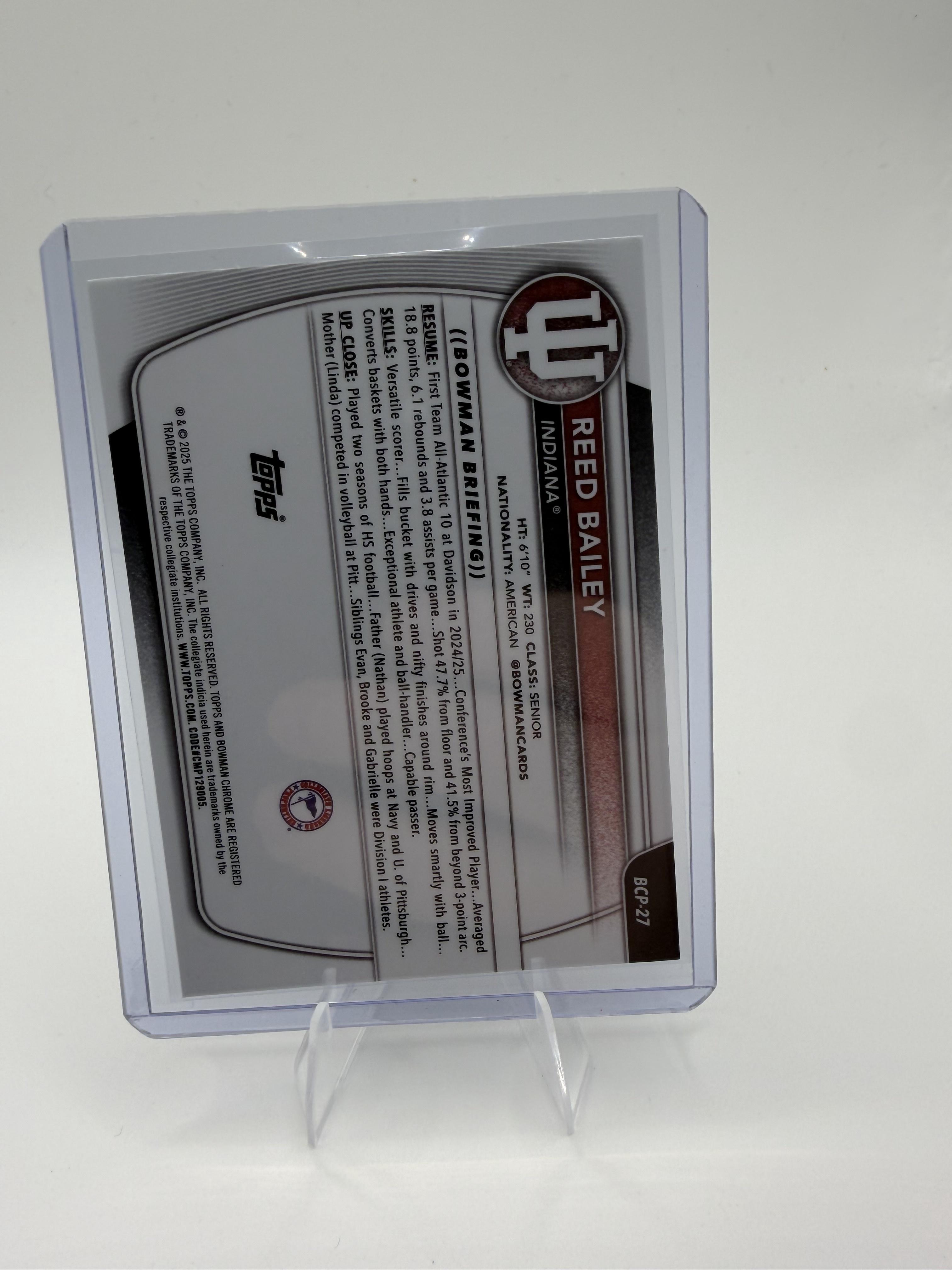 2025-26 Bowman Reed Bailey Card Chrome Prospects Indiana Hoosiers #BCP-27
