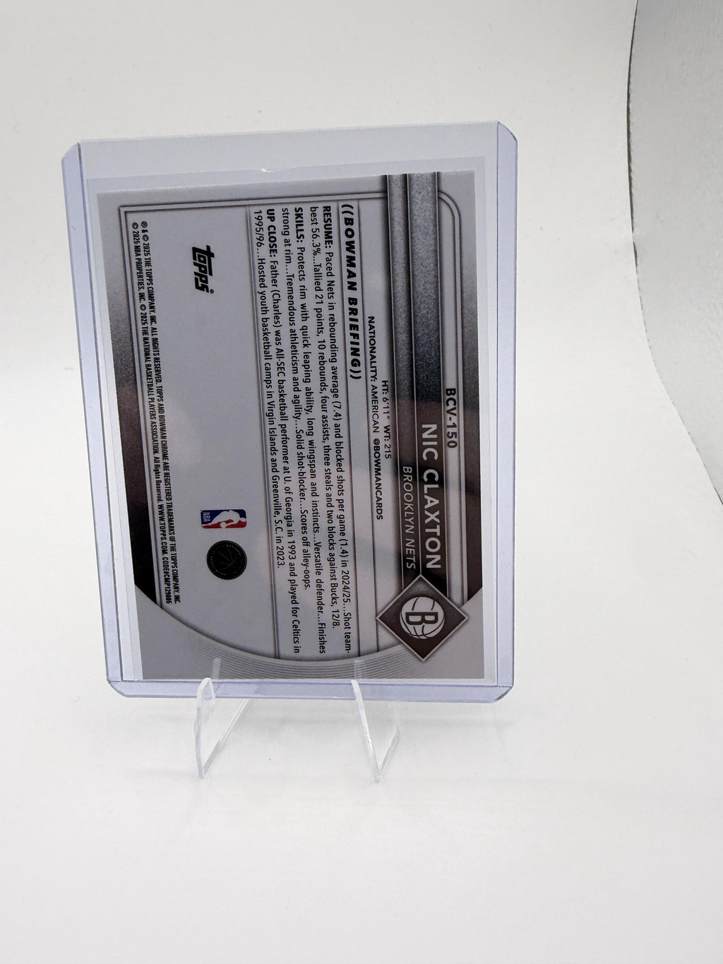2025-26 Bowman Chrome Nic Claxton #BCV-150 Brooklyn Nets Basketball