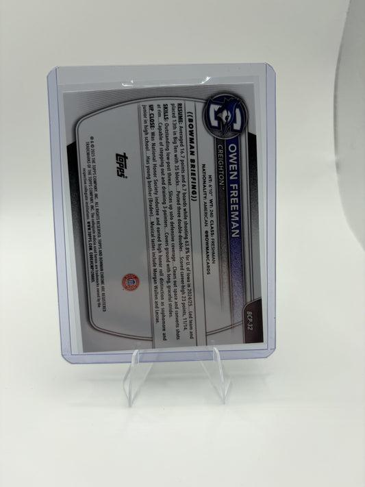 2025-26 Bowman Owen Freeman Card Chrome Prospects Creighton Bluejays #BCP-32
