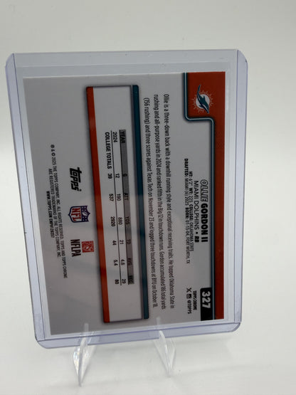 2025 Topps Chrome Ollie Gordon II Card Ray Wave Refractor RC Miami Dolphins #327