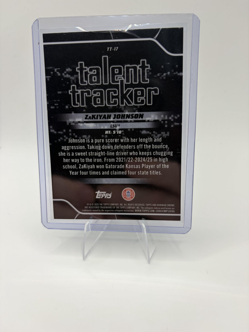 2025-26 Bowman ZaKiyah Johnson Card Talent Tracker LSU Tigers #TT-17