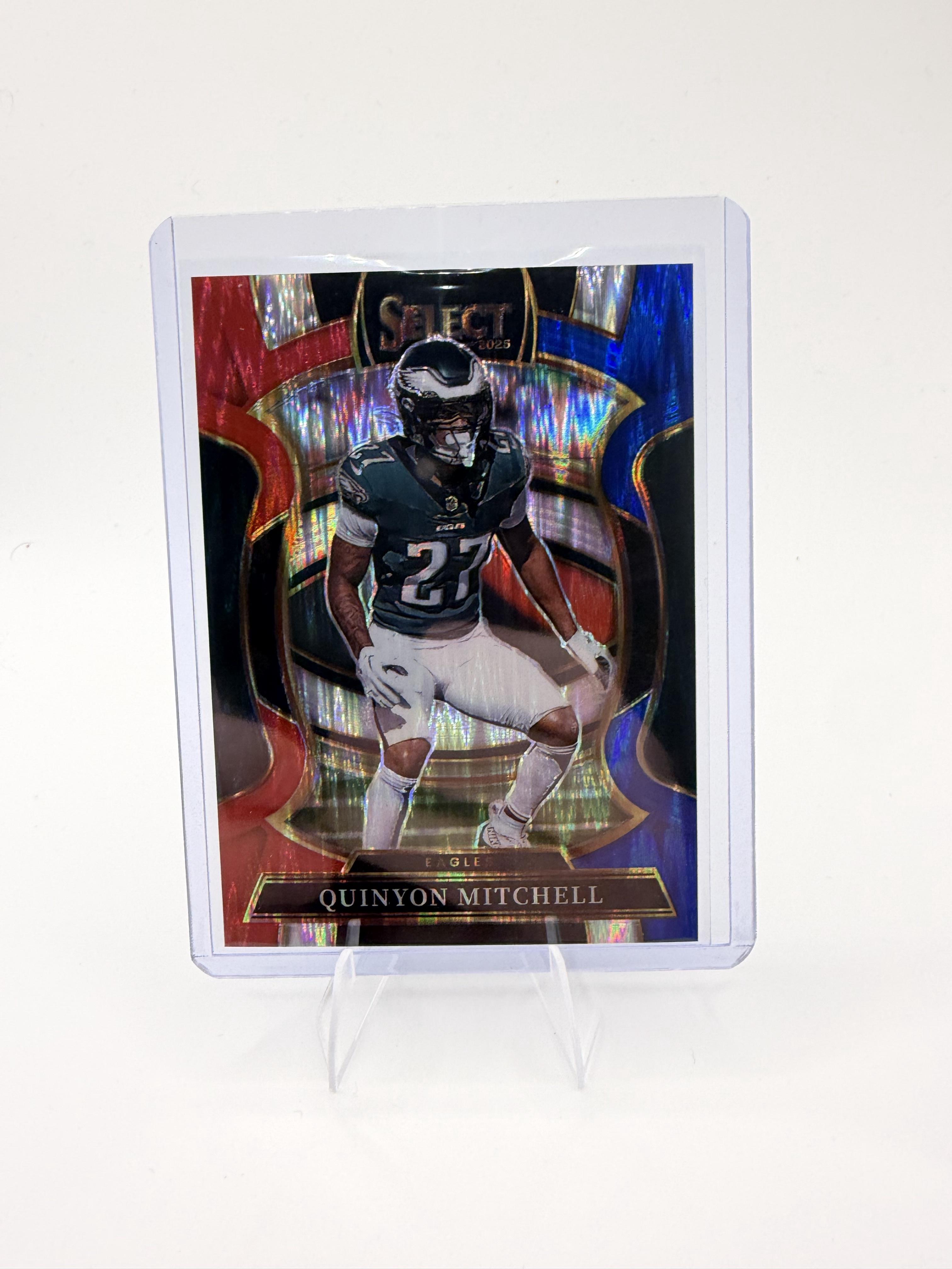 2025 Panini Select Quinyon Mitchell Card Red and Blue Prizm Shock  Eagles #92
