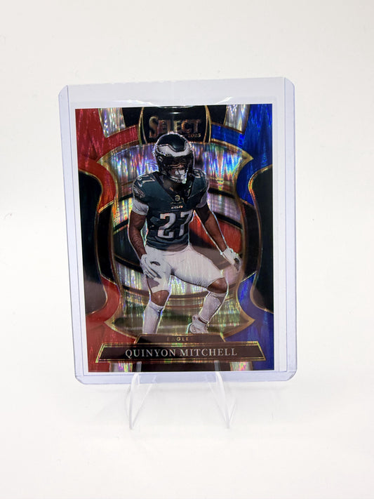 2025 Panini Select Quinyon Mitchell Card Red and Blue Prizm Shock  Eagles #92